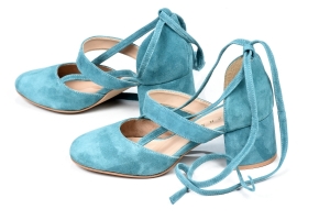 Sapato Boneca de Amarrar Camurça Azul