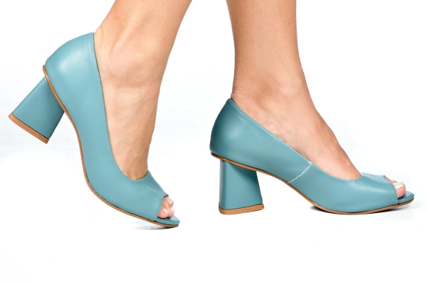 Peep Toe Geométrico Azul - Tamaños: 30 - 31 - 32 - Ftérna - Sapatos  Numeração Especial - 30, 31, 32, 33, 41, 42 e 43